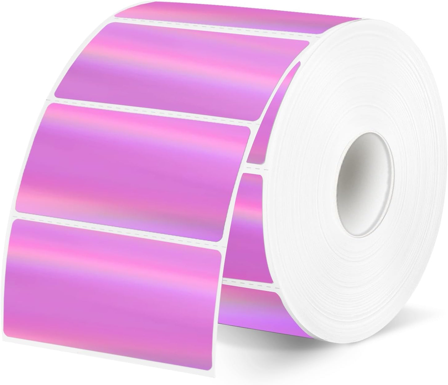 Direct Thermal Label 2x1 Inch- Barcode Labels- Holographic Thermal Sticker Labels for Address, Shipping, Compatible with Rollo Label Printer & MUNBYN& Zebra (300 Labels/Pink)