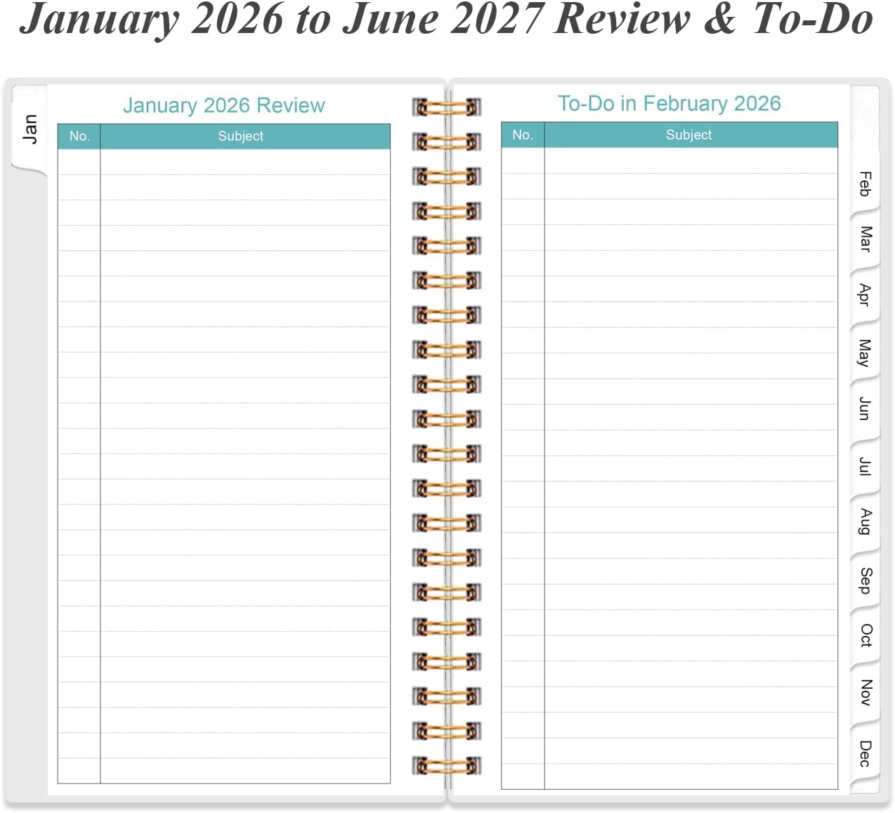 2025-2026 Monthly Planner - July 2025 - December 2026, Two Pages Per Month, 18 Monthly Calendar/Planner with Tabs, Strong Twin-Wire Binding, Inner Pocket, 3.75" x 6.5", Blue Watercolor