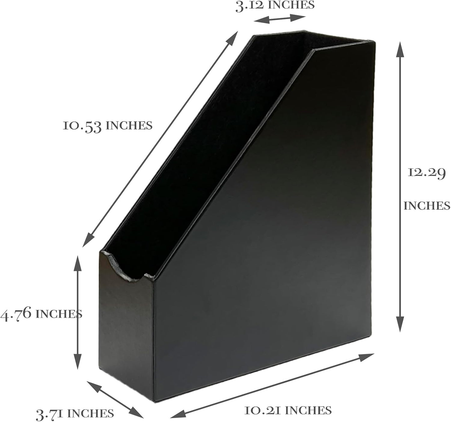 UnionBasic Magazine File Holder, Leatherette Desktop Document Organizer, Home Office Paper Holder File Storage Literature Sorter, Black