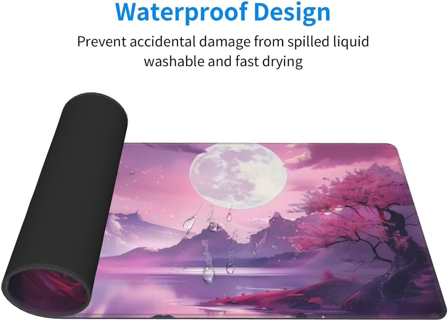 Gaming Mouse Pad Desk Pad,Extended Big Mouse Pad,31.5x11.8 Inch Long Computer Keyboard Mouse Mat Mousepad with 3mm Non-Slip Base and Stitched Edge for Gaming and Office… (Pink Canyon)