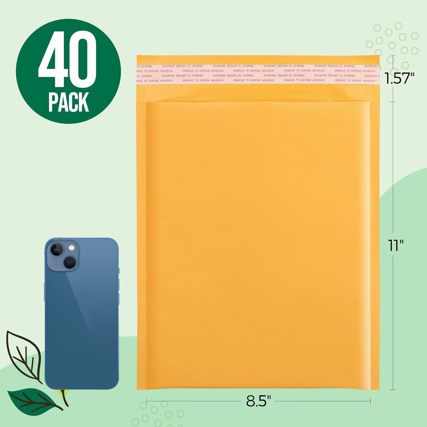 Fuxury Kraft Bubble Mailers 8.5x12 Inch 40 Pack Strong Adhesion Padded Envelopes #2 Self Seal Bubble Envelopes Padded Mailers for Packaging Books,for Small Business Yellow
