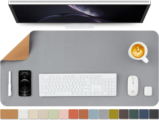 Cork Desk Mat - Dual-Sided Desk Pad for Office and Home - Desk Organization and Accessories - Ideal for Large Mouse Pad and Desk Mats on Top of Desks(Gray,36"x 17")