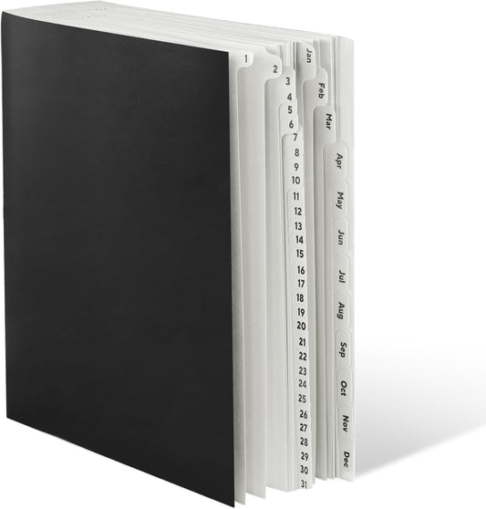 Amazon Basics Expanable Office File Sorter,Daily & Monthly File Organizer, Letter Size, Black