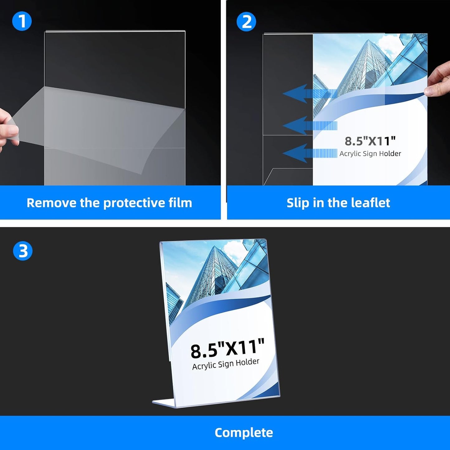 18 Pack Acrylic Sign Holder 8.5 x 11, Clear Plastic Display Stands for Tabletop, L-Shape Acrylic Stands for Flyers, Documents, Office, Restaurants, Vertical Sign Holder 8.5x11 for Desktop