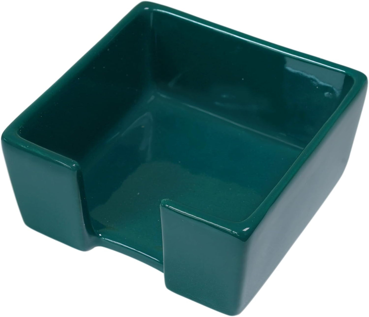 Ceramic Sticky Note Holder, 3 x 3" Sticky Note Dispenser, Notepad Holder for Desk, Office Essentials Organizer (Green)