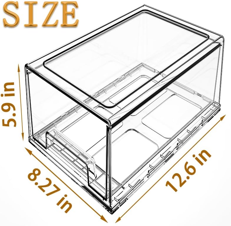 clear Drawer-Type Plastic Storage Box Bins Organizer，Family First Aid Kits Medicine cabinet Box Organizer,Closet ，Shelf，Ointments, Adhesive Bandages，Cosmetics,Office Items (clear, 2L Extra Large)
