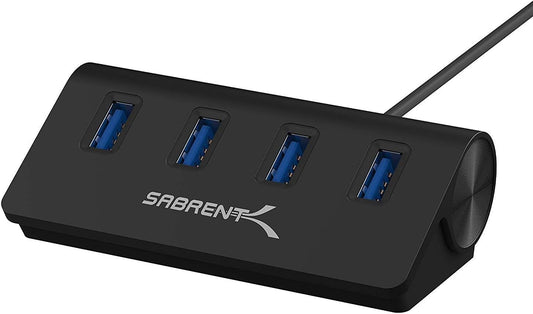 SABRENT 4-Port USB 3.0 Hub - Aluminum Design, Portable Data Hub with 2.5ft Cable for iMac, MacBook, PC - Black (HB-MC3B)
