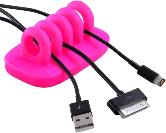 Cable Clip Holder Weighted Desktop Cord Management Fixture (Pink)