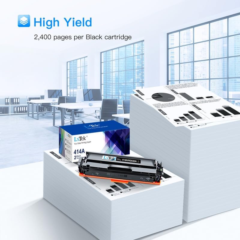 414A Black Toner Cartridges W2020A (with Chip) Replacement for HP 414A 414X Toner Cartridge Compatible with HP Color Pro Laserjet MFP M479fdw M479fdn M454dw M454dn Printer (2 Pack)