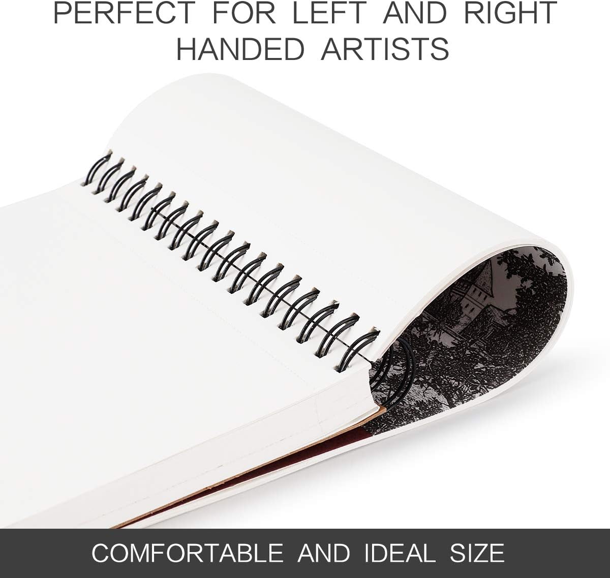 Bachmore Sketchpad 9X12 Inch (68lb/100g), 100 Sheets of TOP Spiral Bound Sketch Book for Artist Pro & Amateurs | Marker Art, Colored Pencil, Charcoal for Sketching