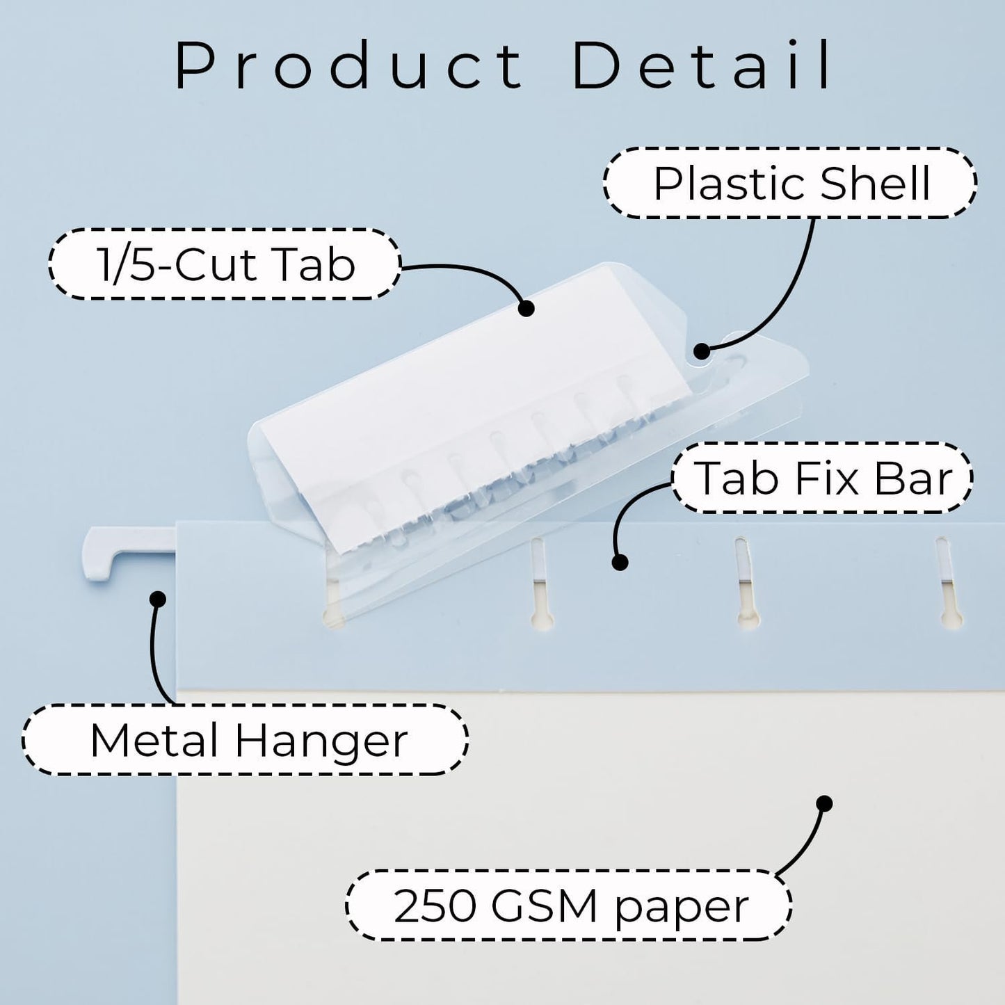 Y YOMA 6 Pack Gradient Hanging File Folders Letter Size Decorative Hanging Folder Pretty File Folder Organizer for Filing Cabinet Office Home with 1/5-Cut Adjustable Tabs, Lake Blue