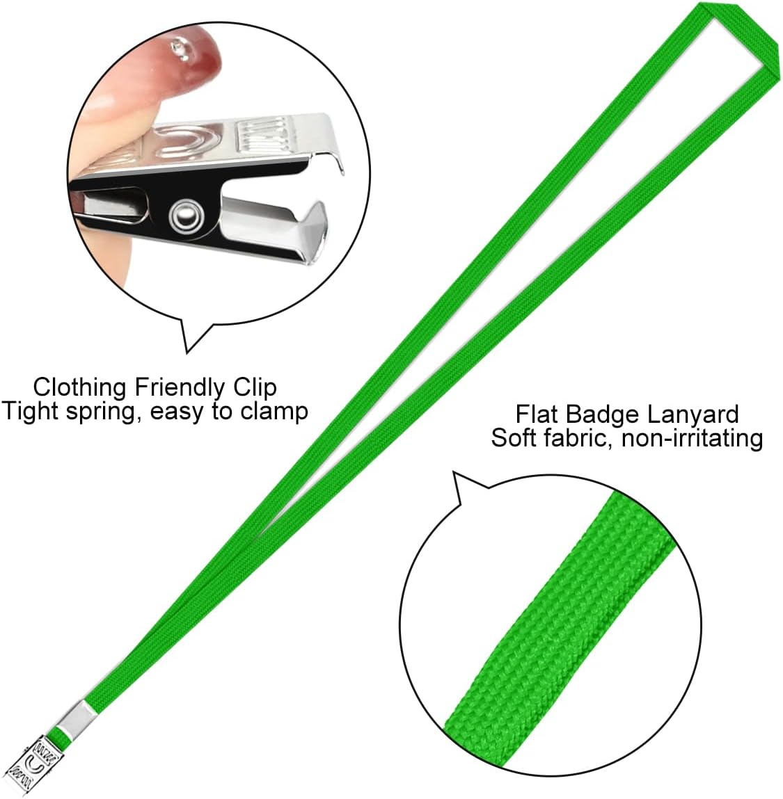 100 Pcs Clear Horizontal Badge ID Card and 100 Pcs Lanyard, Reusable Lanyards for Id Badge Holder Name Tag Badge Holder with Lanyards for Adults Kids Business School Conferences (Green)