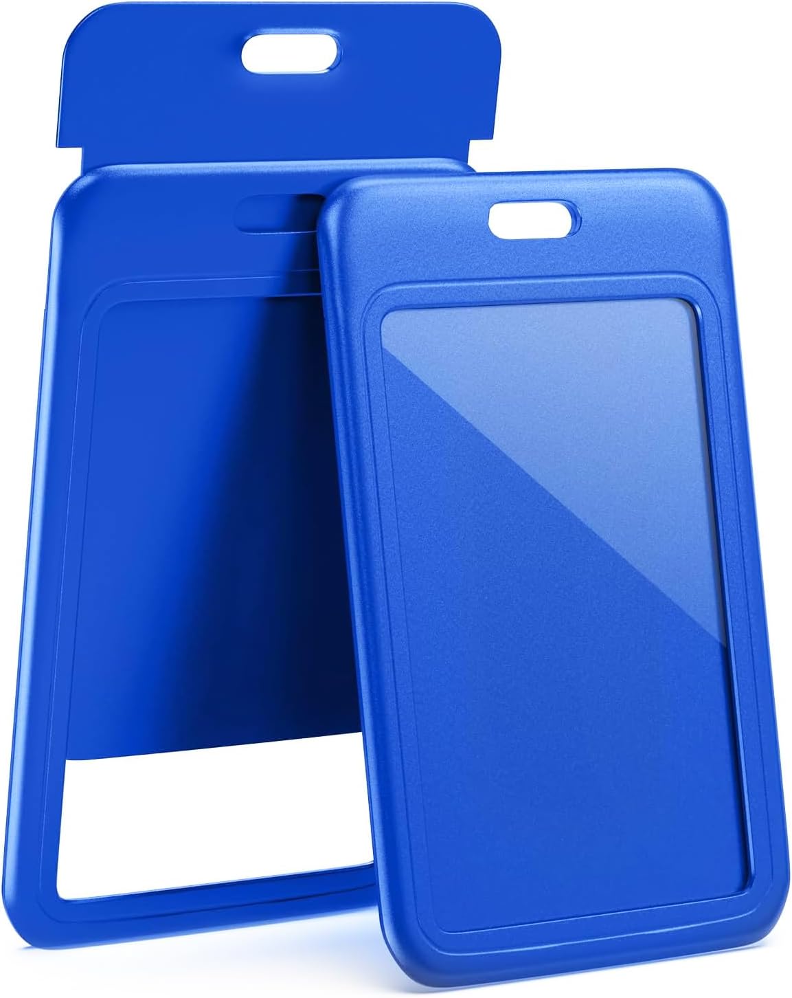 15 Pack Sliding ID Badge Holder Vertical Hard Plastic Card Case Protector Pouch,for Office School ID Credit Cards Proximity Work Badge Sleeve Key Cards Driver's Licenses (Blue)