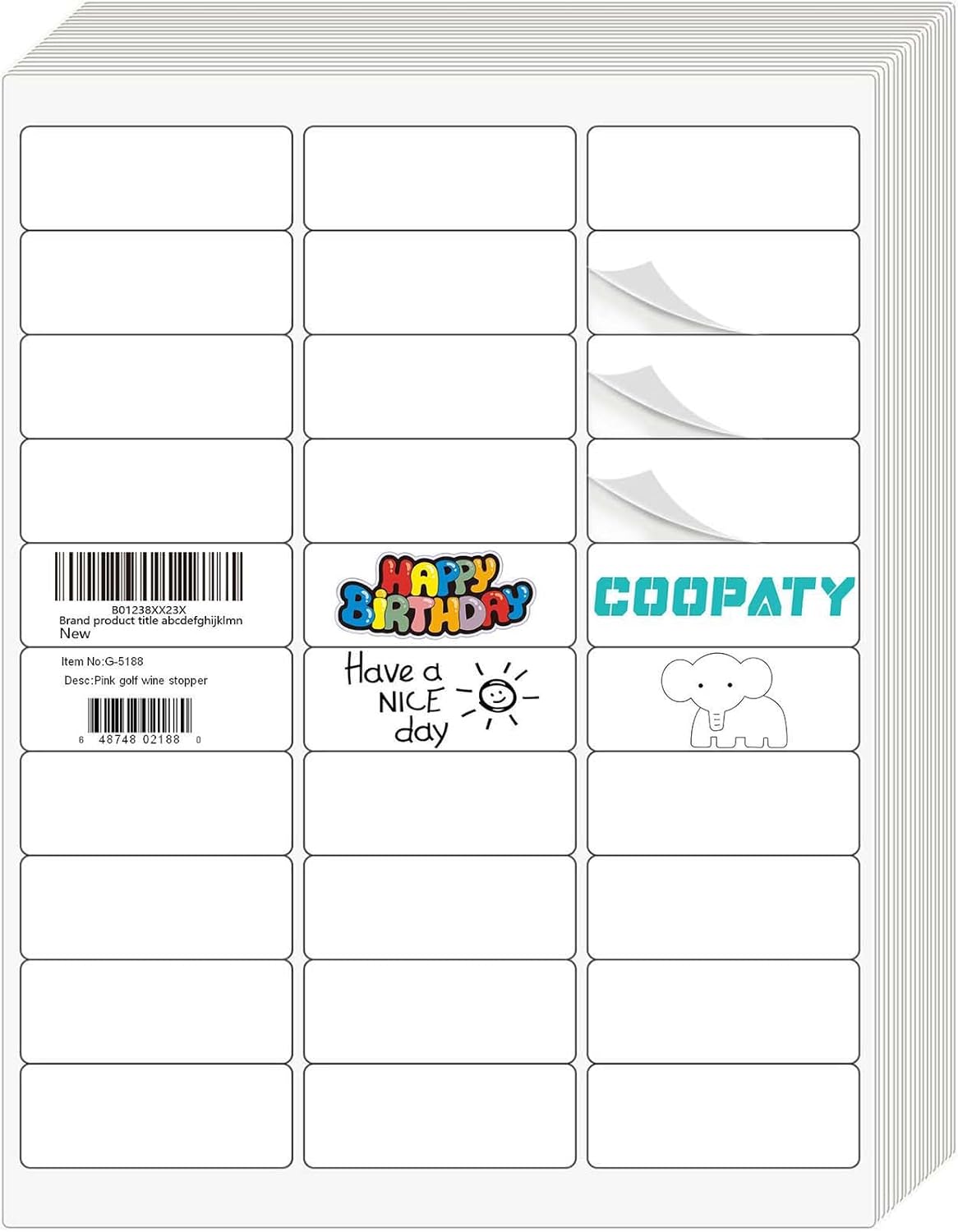 Coopaty 1" x 2-5/8" Shipping Labels, 3000 Labels (100 Sheets) - White, Blank, Laser Inkjet Printer Compatible