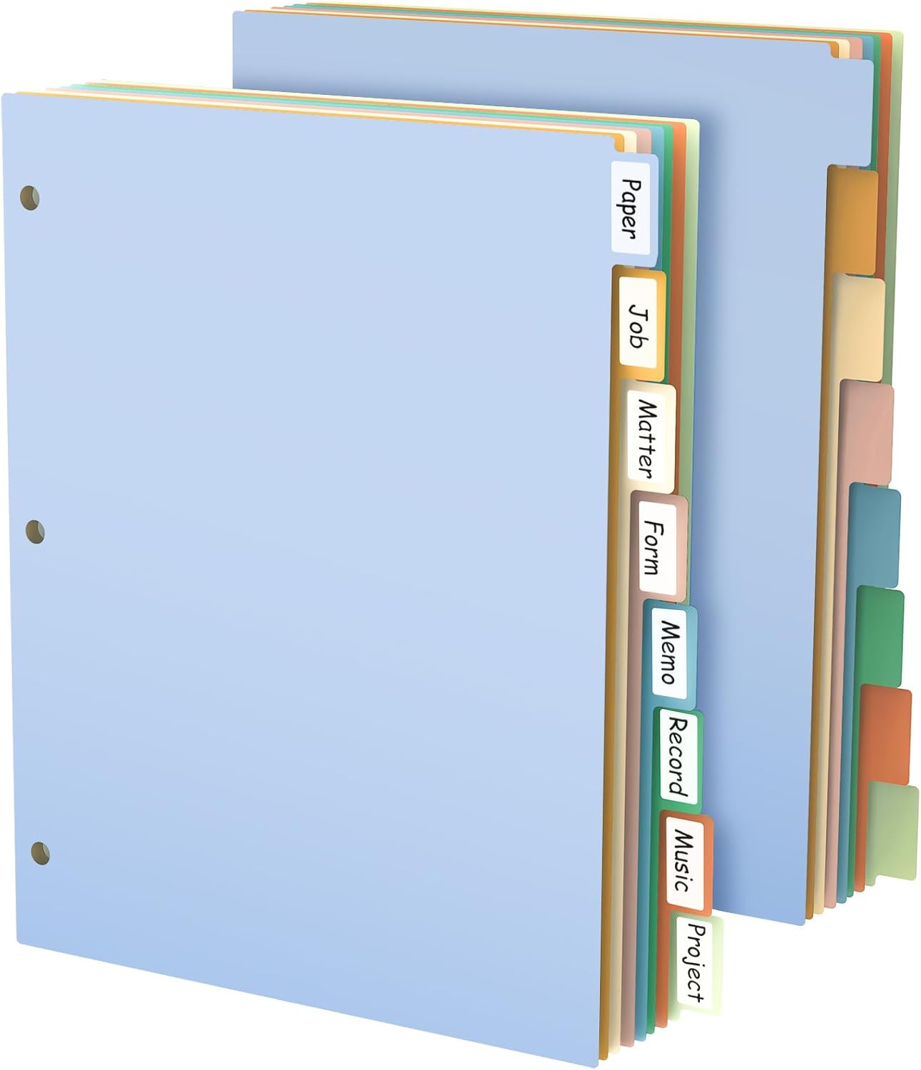 Dividers for 3 Ring Binder, Plastic 3-Hole Punched Letter Size 8-Tab Dividers, 2 Set 16 Pcs Letter Size Multicolor Index Dividers for School Office Document (Morandi Color)