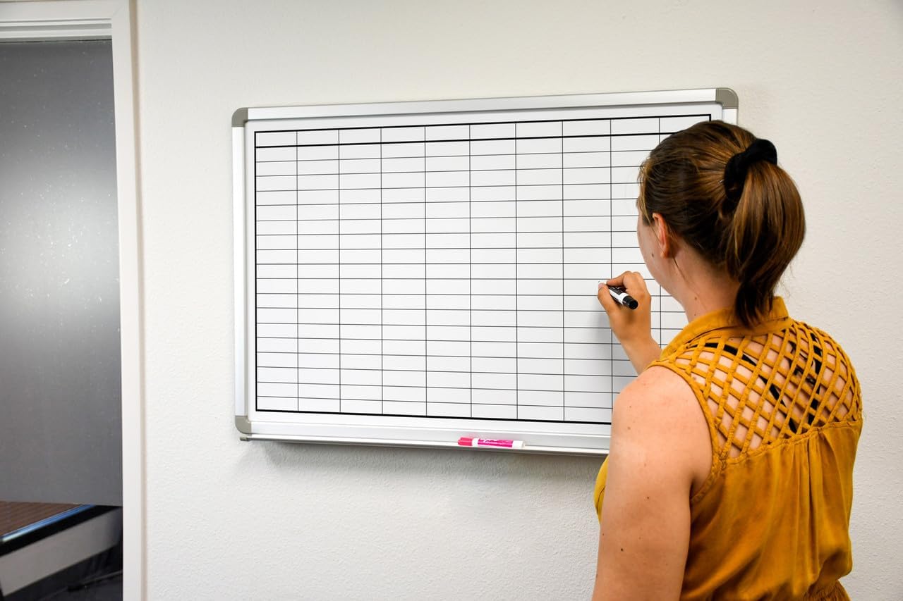 Blank Grid Dry-Erase Whiteboard 48" x 36"