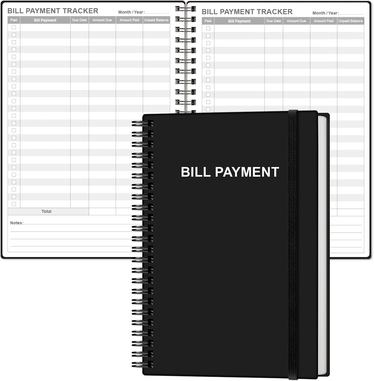 Bill Payment Tracker Notebook - Monthly Bill Organizer & Planner for Personal Budgeting Financial, Payments Checklist Organizer, 5.8" x 8.5", Black