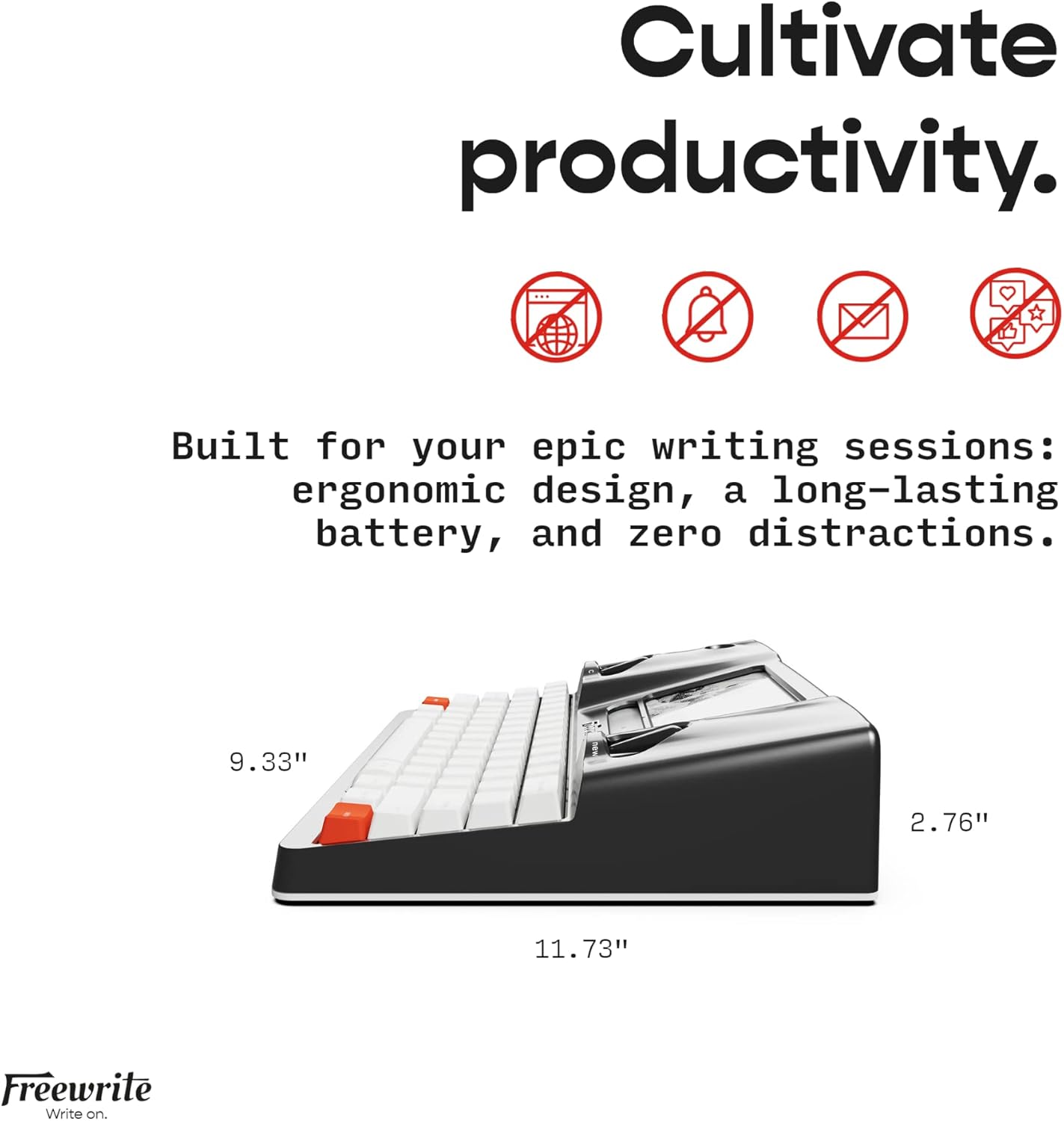 Freewrite Smart Typewriter | Digital Typewriter with E Ink Display for Distraction-Free Writing | WiFi-Enabled Word Processor Syncs Directly to The Cloud | Dedicated Drafting Machine for Authors