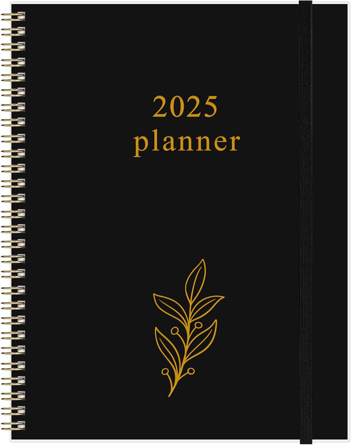 2025 Planner - Planner 2025 from January 2025 to December 2025 with 12 Monthly Tabs, Flexible Cover, Inner Pocket, 8.5" x 11", Leaf Black