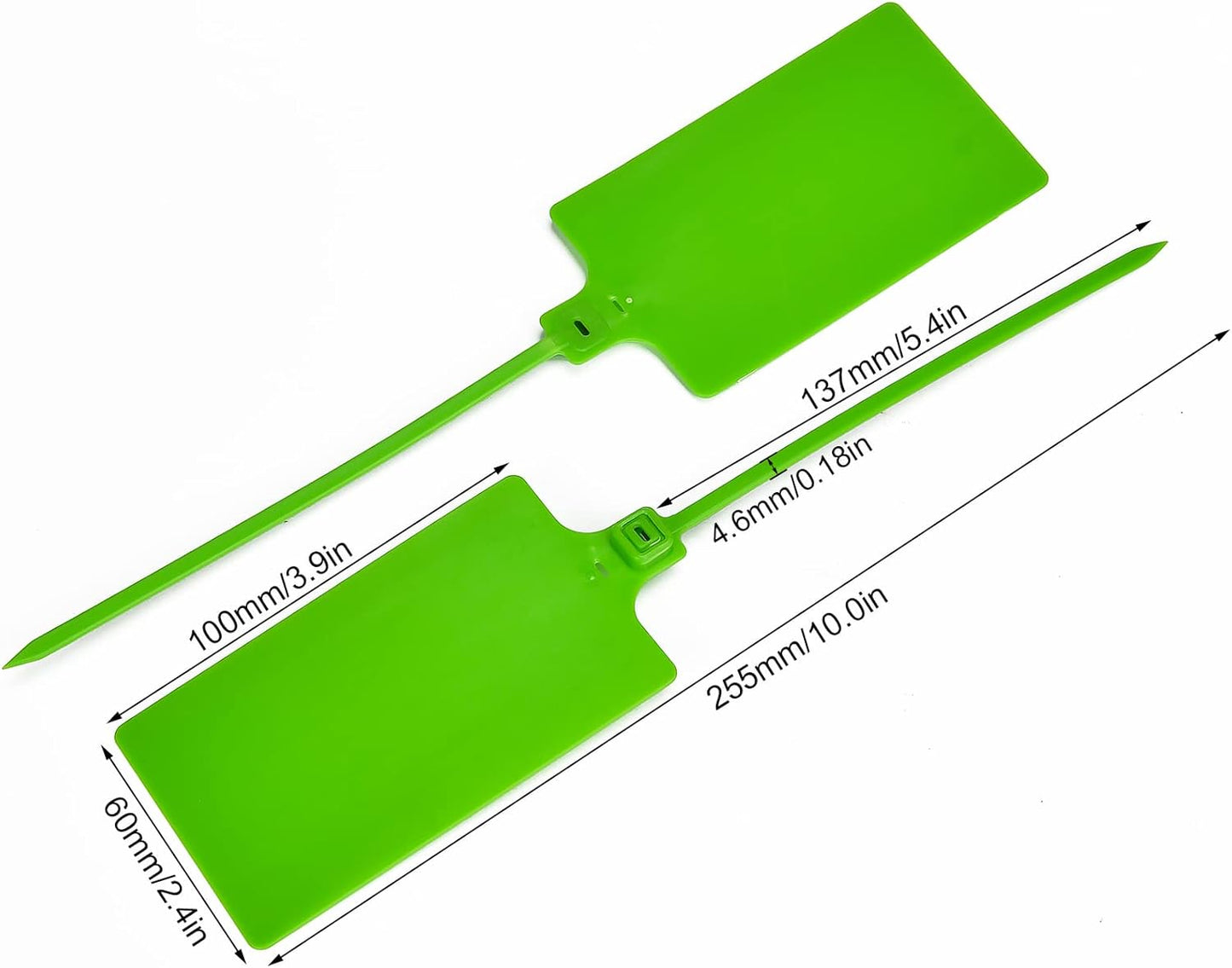 50 Green Plastic Writable Shipping Tags - Large, Waterproof, Hanging Label Ties with One Permanent Marker Pen