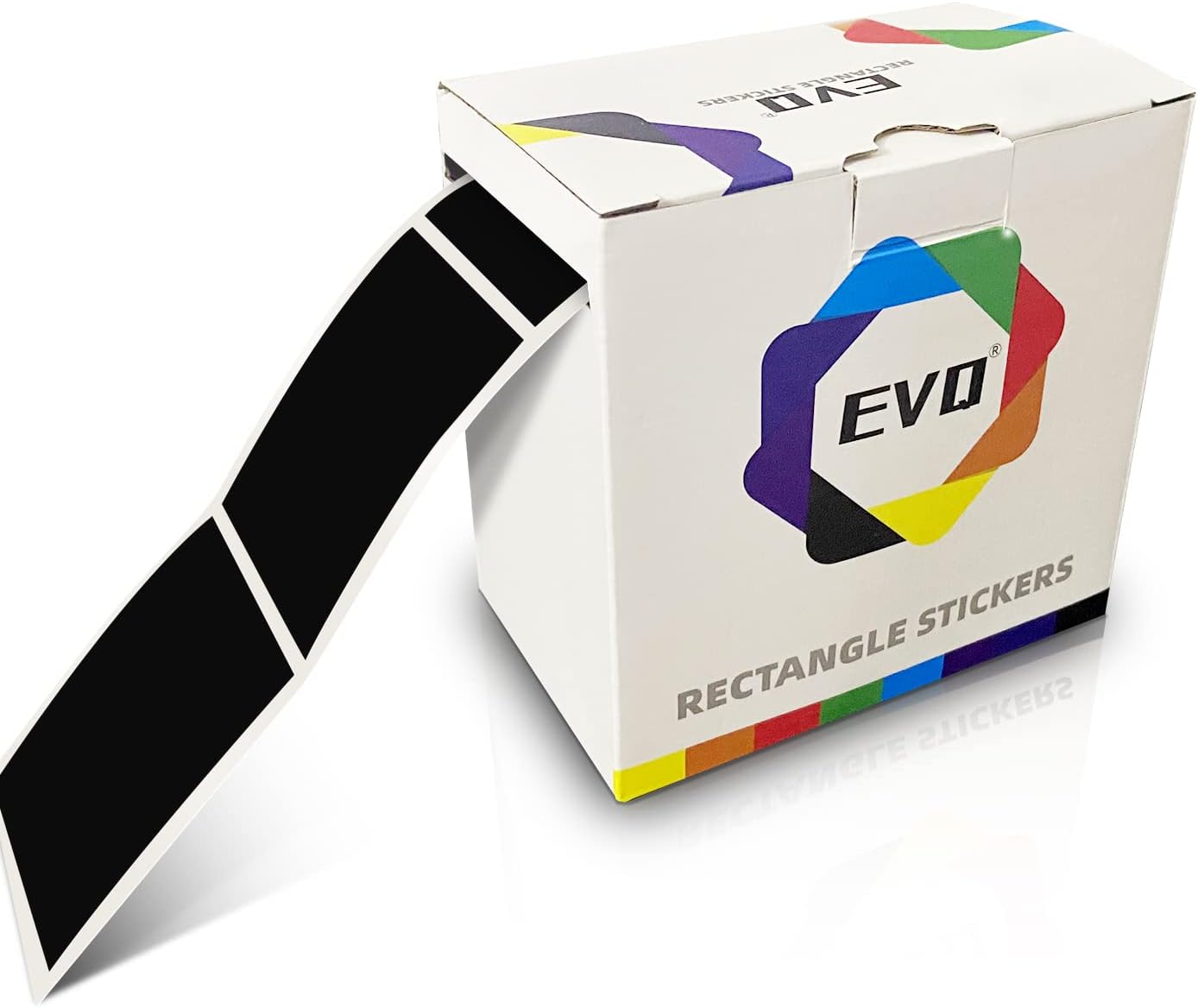 Black Rectangle Sticker Labels 3×2 Inch Vinyl Stickers Color Coding Name Tags Roll Removable Waterproof 300 per Dispenser Box