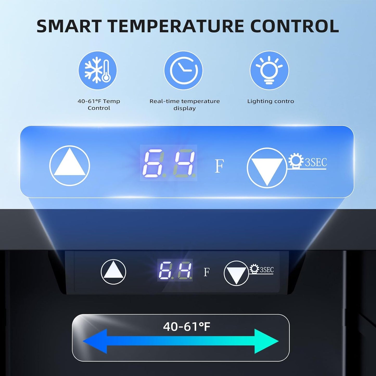 Antarctic Star 0.6Cu. Ft. Freestanding Counter-top Wine Cellar Mini Fridge, 4-Bottle Red Wine Beverage Refrigerator, Quiet, Portable, LED Light and Display, 40-61 ℉, Black