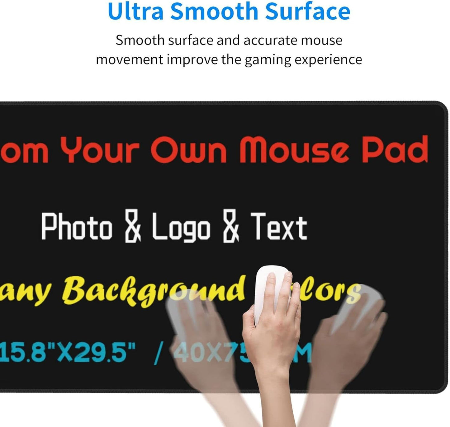 Custom Personalized Extra Large Mouse Pad with Photo Logo Text, Design Your Own Desk Mat for Desktop Gaming, Cool Extended Desk Mat, Water Resist Desk Pad for Keyboard Laptop for Kids Adults Teens