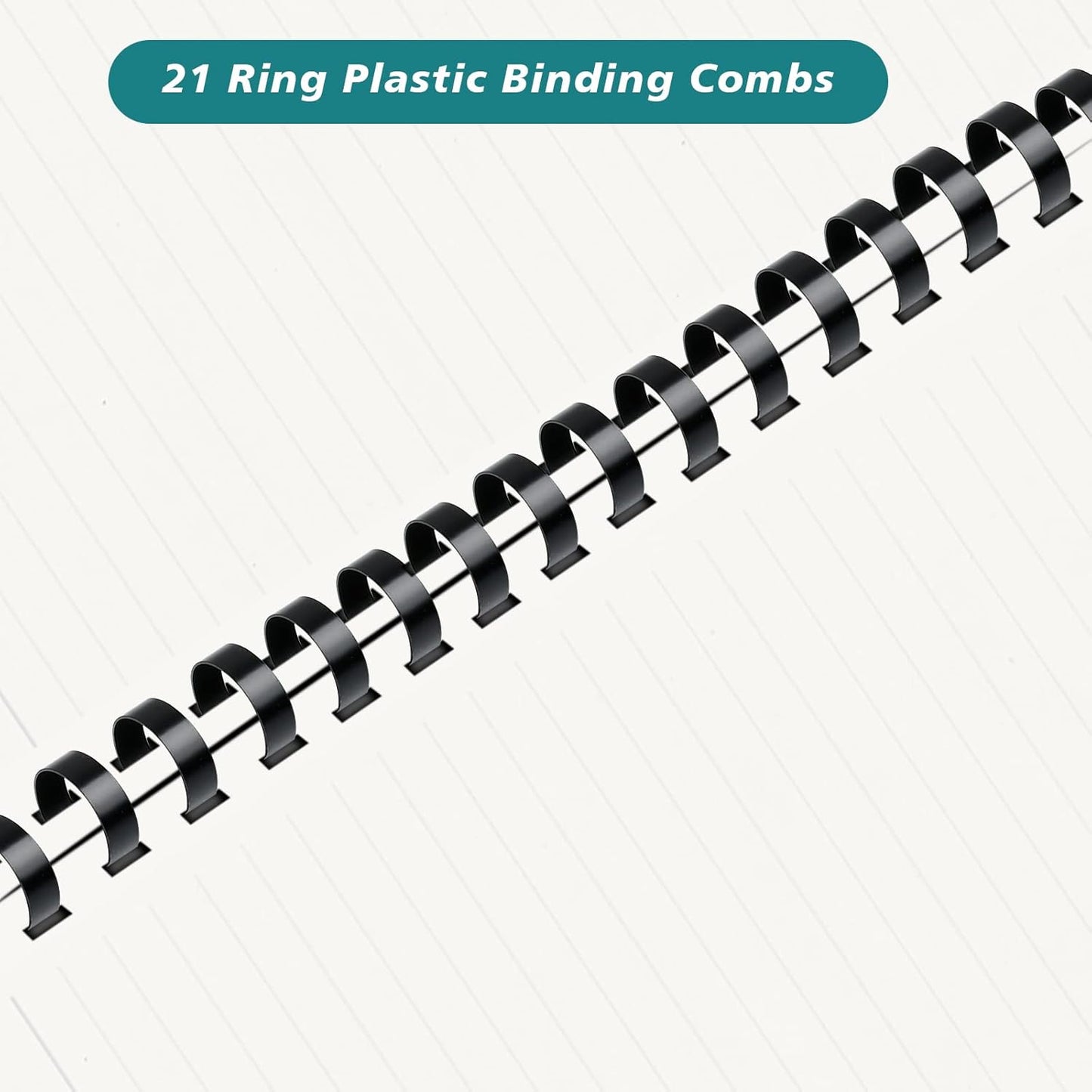 150 Pack Plastic Binding Combs, 21 Ring Binding Combs Letter Size Plastic Spiral Binding for Notebook Calendars Picture Album - Multi Sizes 1/4 5/16 3/8 1/2 5/8 3/4 in