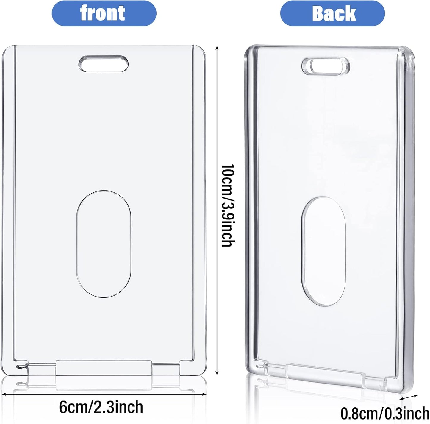 Chinco 60 Pcs Vertical Acrylic Badge Holders Waterproof Clear ID Holder Heavy Duty Card Holder Plastic Protector Cover Transparent Badge Protector Vertical in Office Products