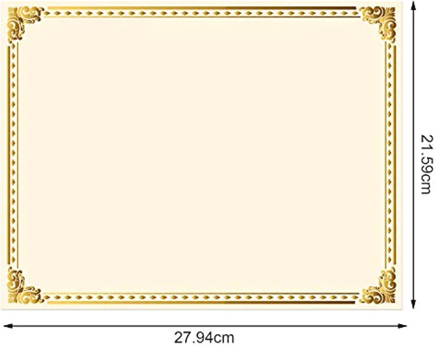 Chinco Certificate Paper Gold Foil Metallic Border Blank Award Certificate for Recognition Appreciation, Laser and Inkjet Printer Compatible, 11 x 8.5 Inches (200 Pieces)