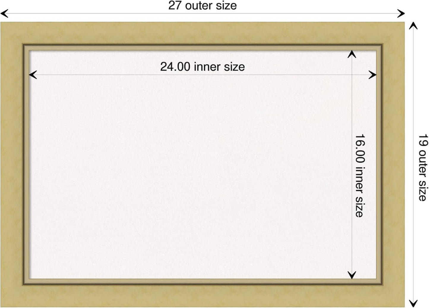 Amanti Art White Cork Board for Wall, 19x27 Vision Board with Gold Frame, Medium Corkboard Office Decor for Home Organization, Casual Corkboard Pinboard to display items for home organization