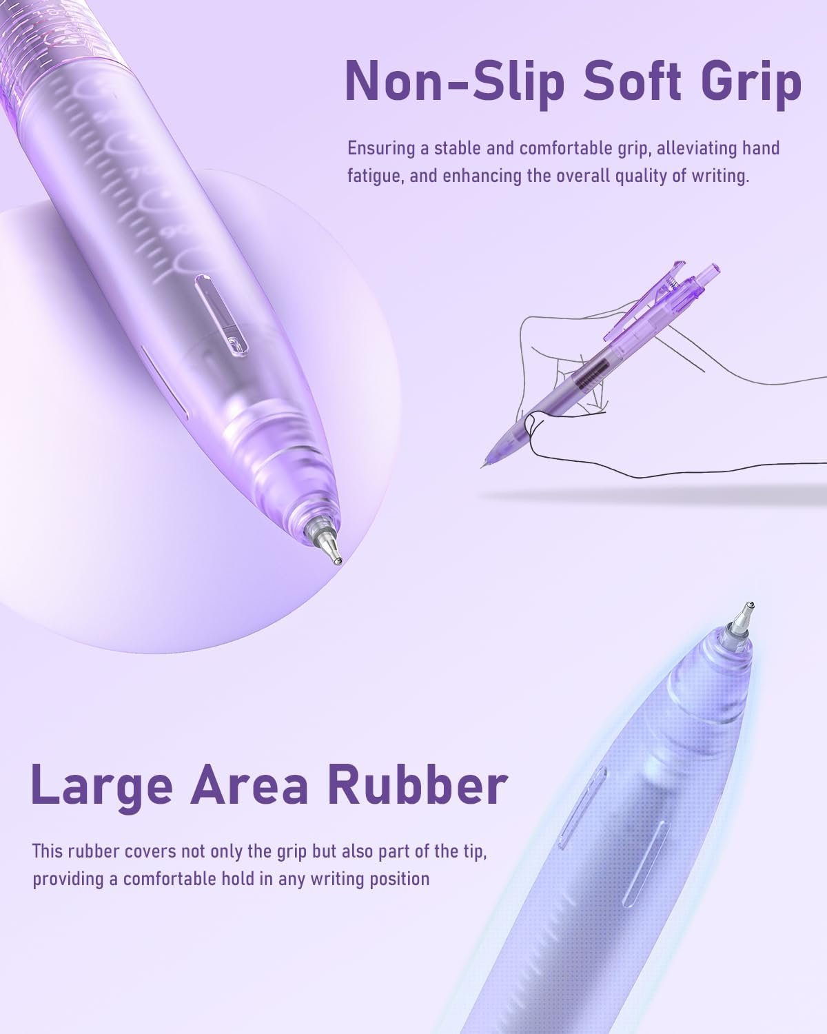 Four Candies 14Pack Pastel Gel Ink Pen Set,Cute Retractable 0.5mm Fine Point Pen,11 Pack Black Ink and 1 Pc Purple Ink Pens with 2Pcs Highlighter for School, Office, Mothers Day Gifts(Purple)