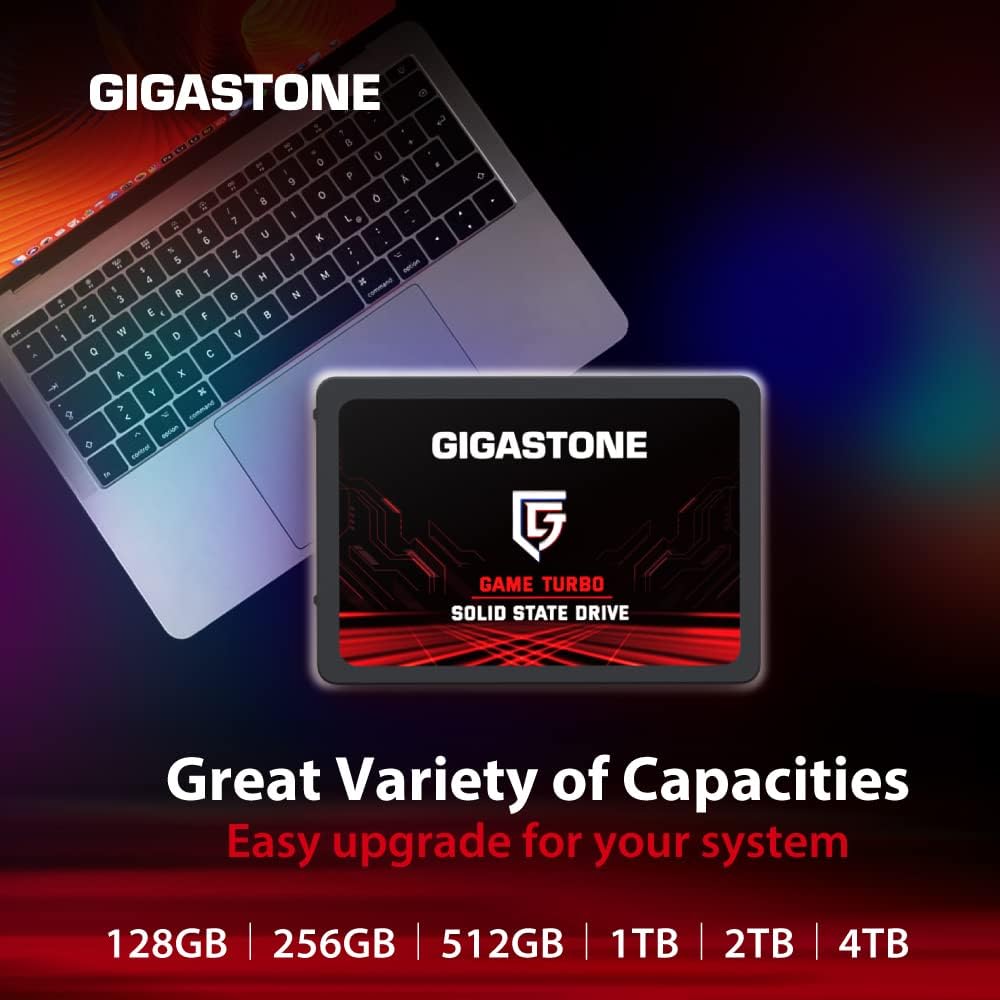 Gigastone SATA SSD 256GB 2.5 inch SSD 520MB/s Upgrade Laptop PC Memory and Storage PS4 HDD Replacement 2.5" Internal Solid State Hard Drives SATA III SLC Cache 3D NAND Game Turbo Performance