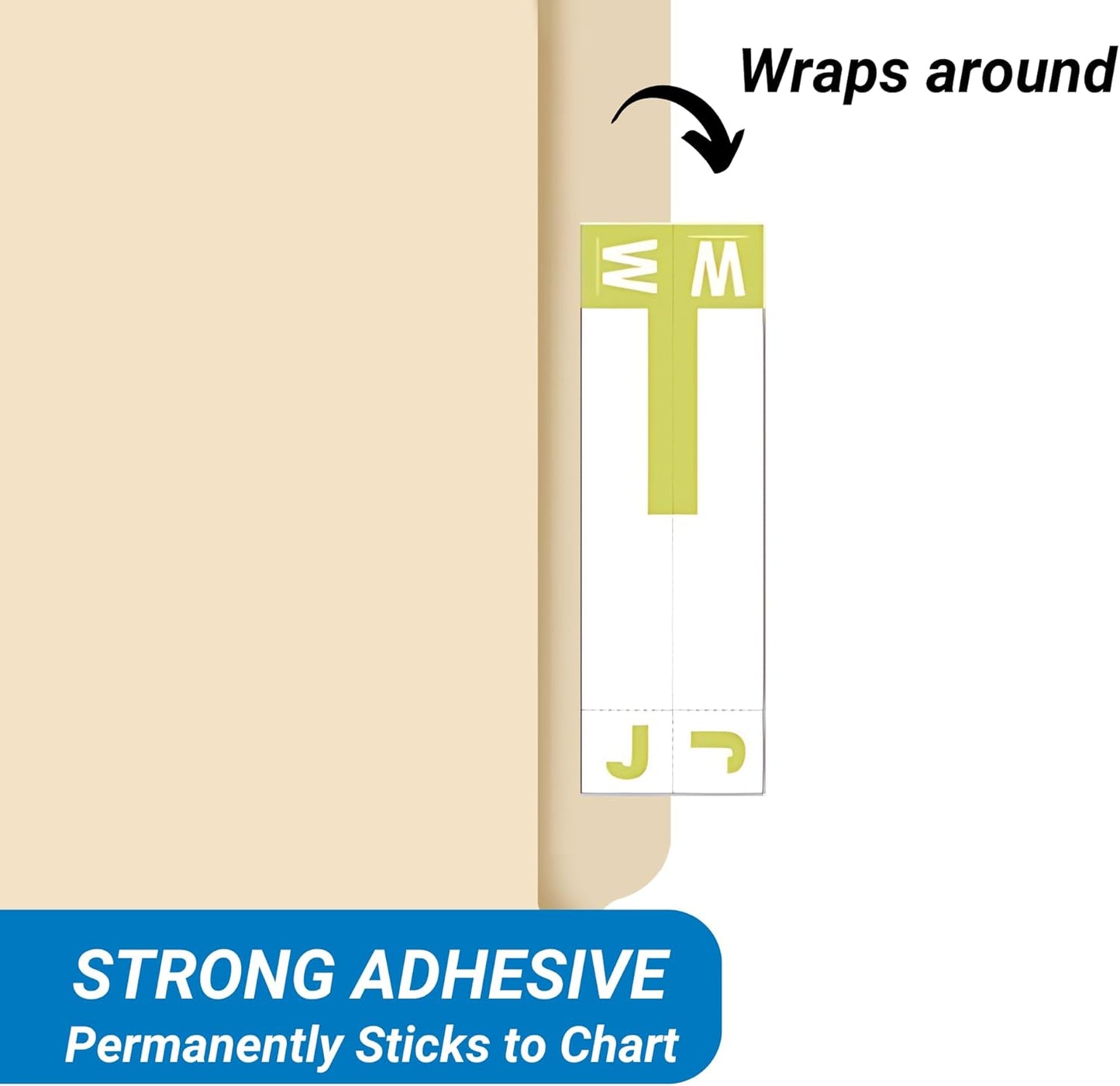 Doctor Stuff - File Folder Labels, Alphabet Letters, J/W, Compatible with Smead NCC - SNCC Series Alpha Stickers Yellow, 1-5/32" x 3-5/8, 100/Package