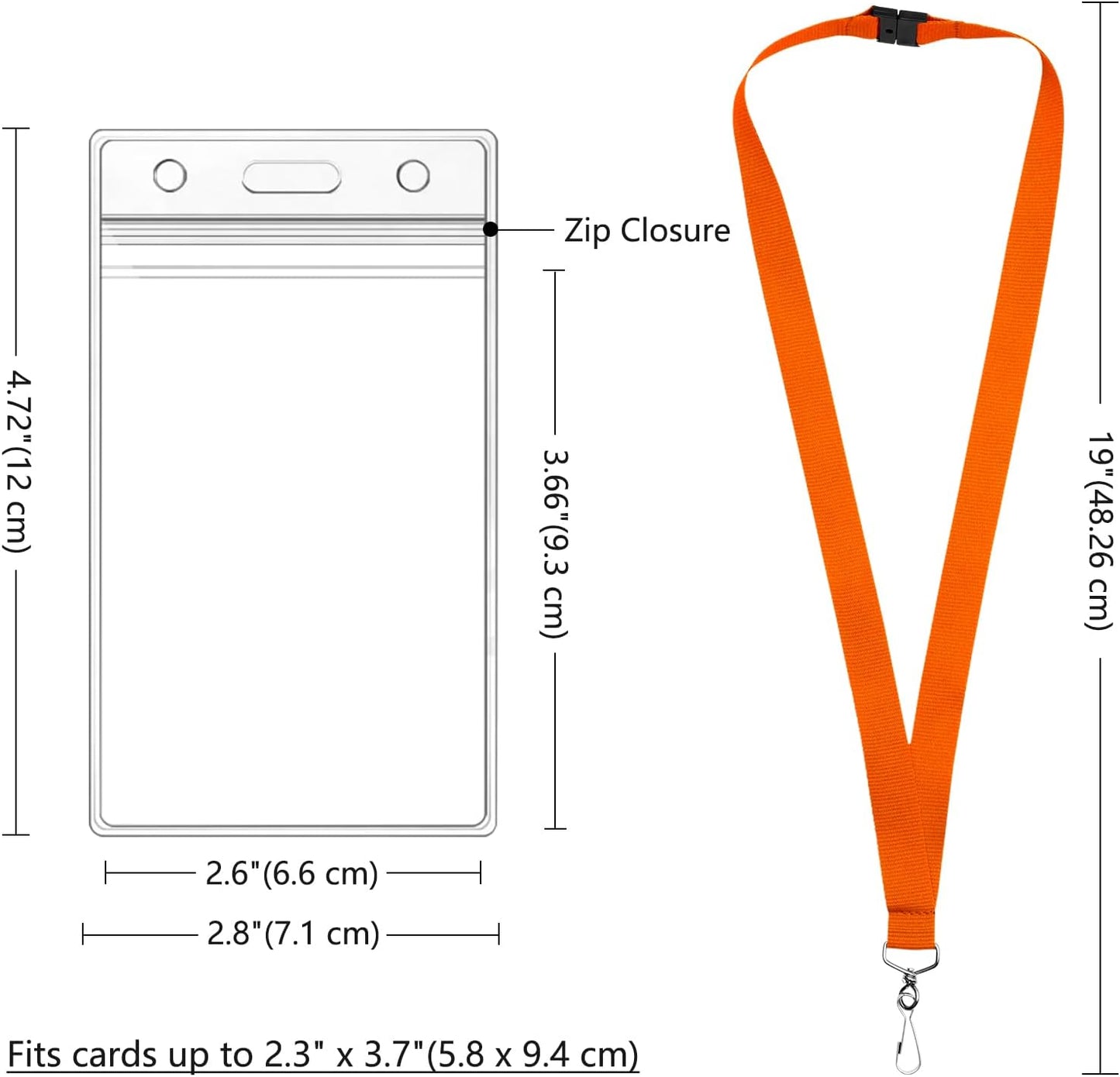 12 Pack Orange Breakaway Lanyards with Waterproof Badge Holders, Metal Hook, Polyester Neck Straps for ID Cards, Events, Office, and Schools