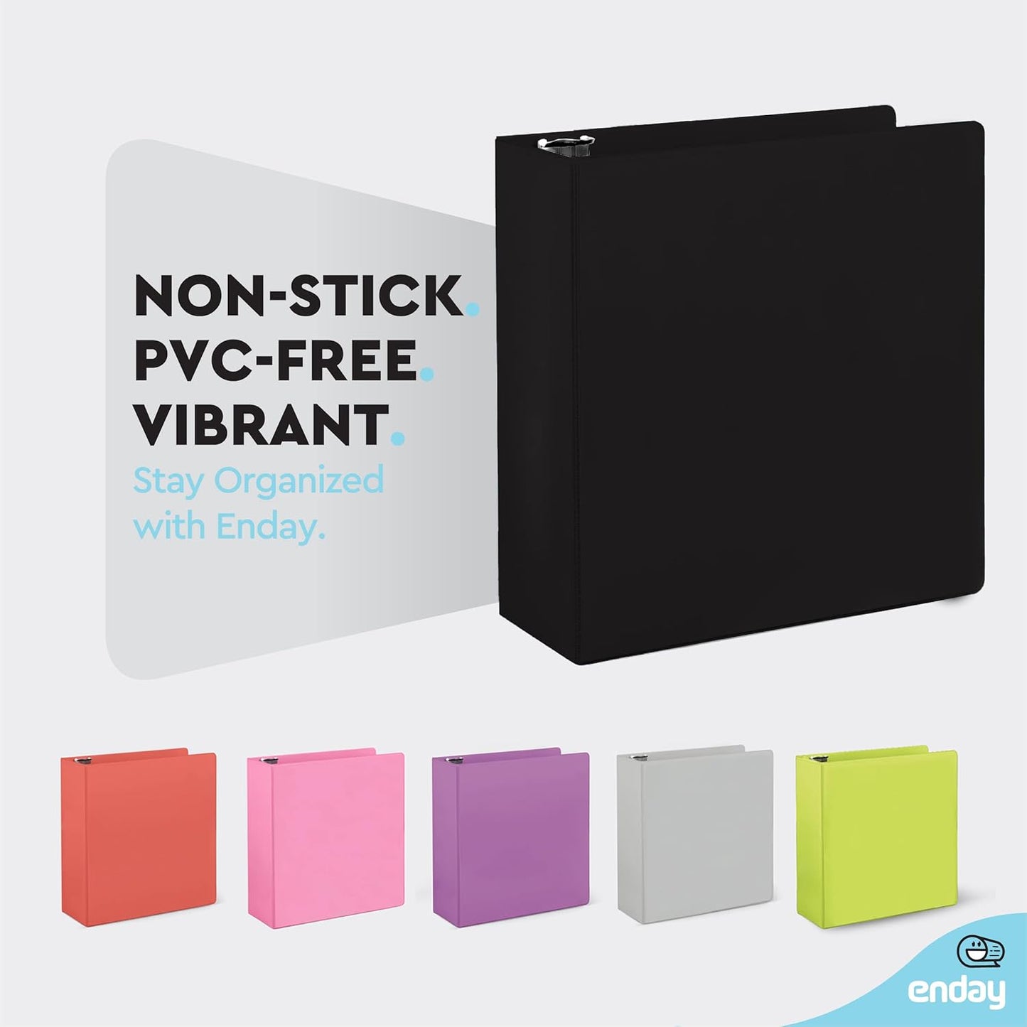 3 Inch Binder 3 Ring Binders Black, Slant D-Ring 3” Clear View Cover with 2 Inside Pockets, Heavy Duty Colored School Supplies Office and Home Binders, 6 Pack – by Enday