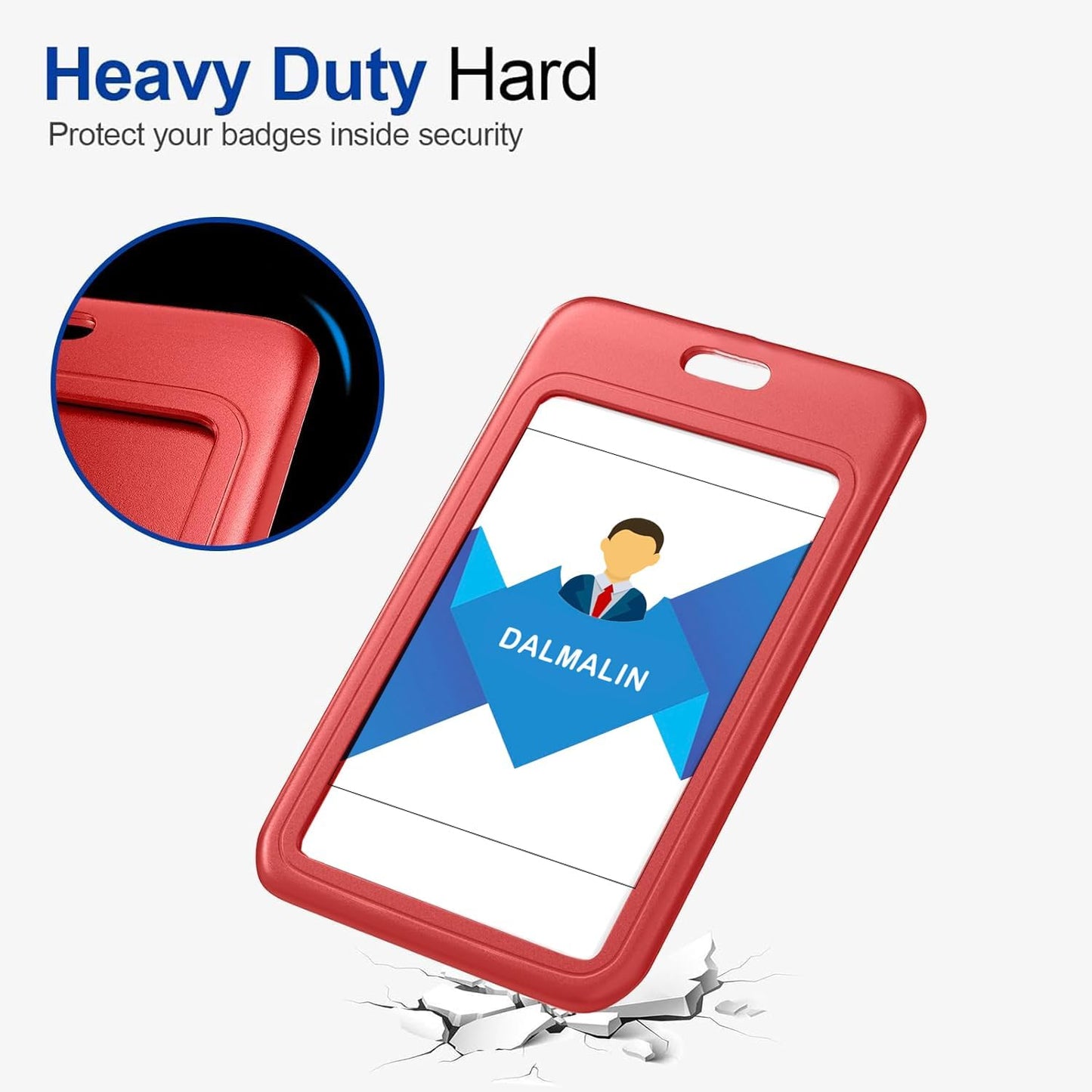 15 Pack Sliding ID Badge Holder Vertical Hard Plastic Card Case Protector Pouch,for Office School ID Credit Cards Proximity Work Badge Sleeve Key Cards Driver's Licenses (Red)