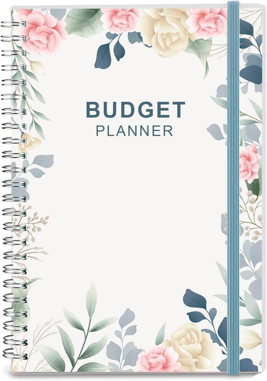 Budget Planner - Monthly Finance Organizer with Expense Tracker Notebook to Manage Your Money Effectively, Undated Finance Planner/Account Book, Start Anytime, 1 Year Use, A5, Floral