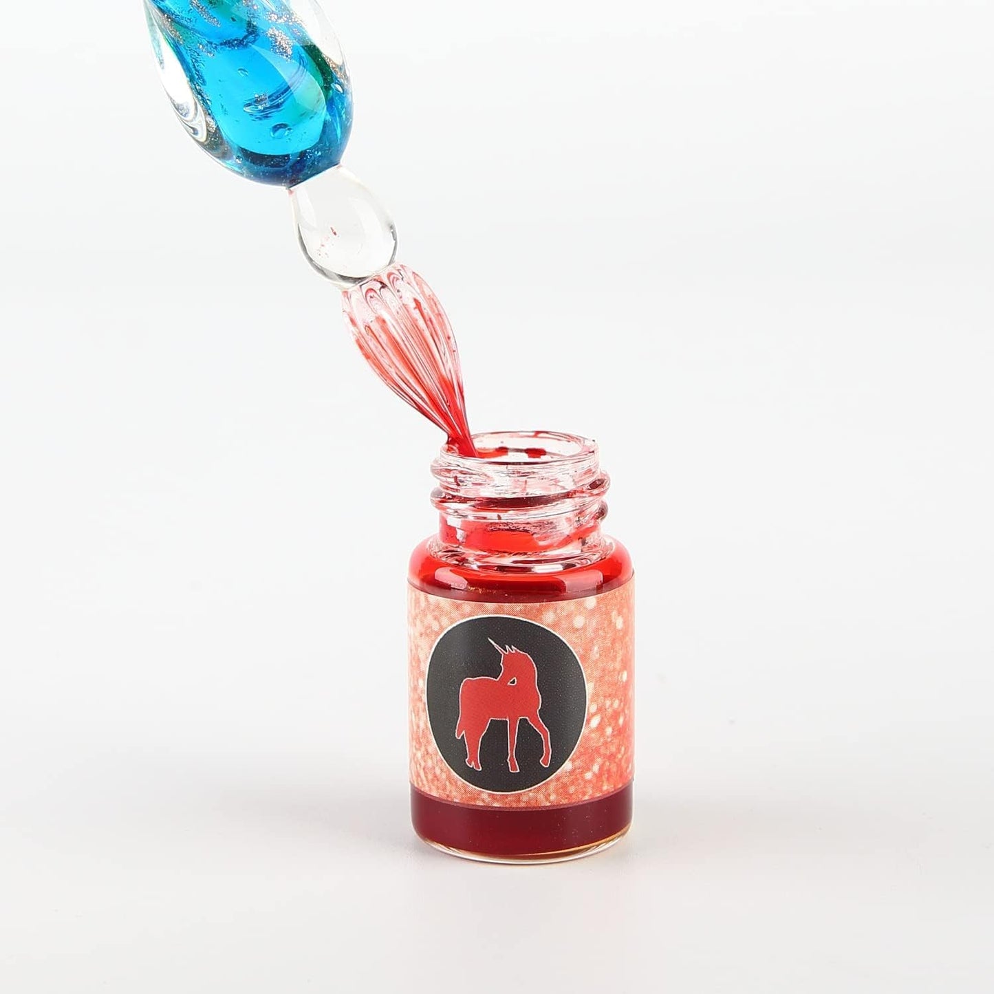 Glass Dipped Pen Ink Set Handmade Crystal Calligraphy Pen with 12 Colorful india ink for Art, Signatures, Drawing, Decoration, Calligraphy Kits for Beginners Ma-13