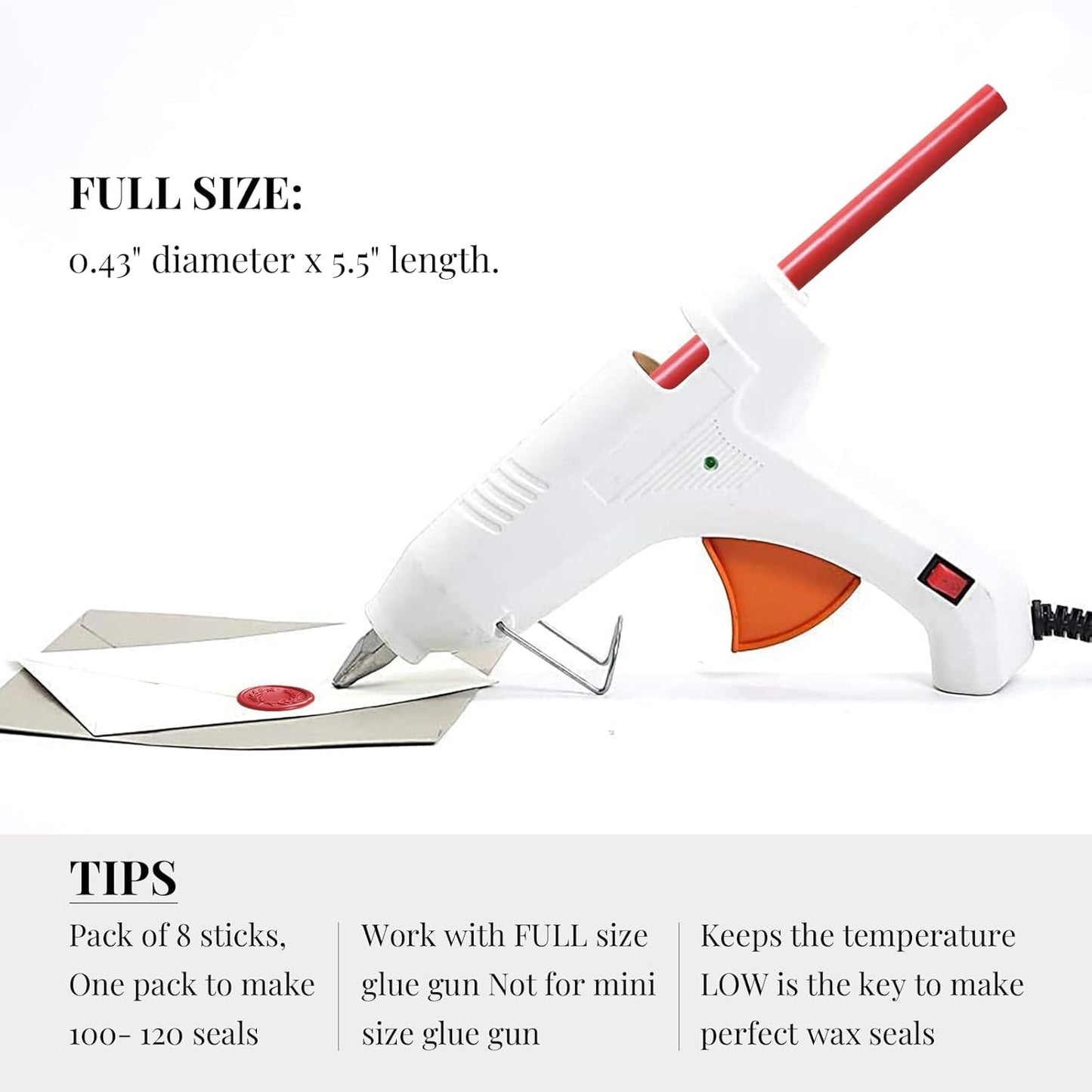 UNIQOOO Mailable Glue Gun Sealing Wax Sticks for Wax Seal Stamp - Christmas Red Poinsettia, Great for Xmas Gift Idea, Birthday Cards, Wedding Invitations, Envelope, Snail Mail, Wine Package, Pack of 8