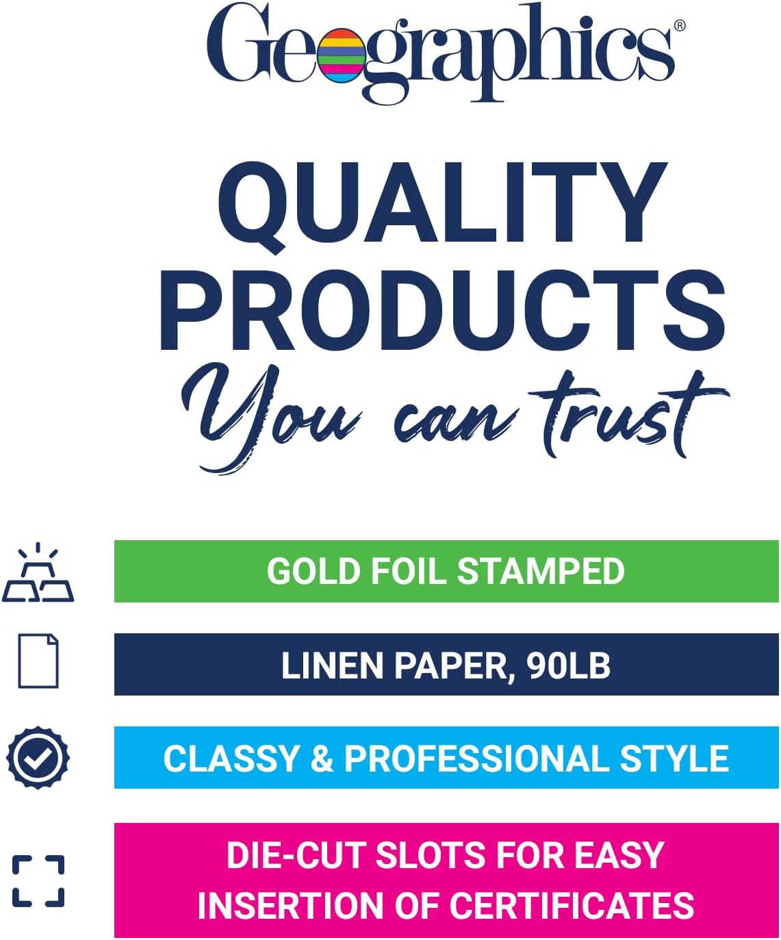 Geographics Optima Gold Blank Award Certificate Paper with Gold Foil Seals, 8.5 x 11, Seal 1.75" (Pack of 200)