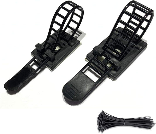 50pcs 2 Sizes Adjustable Adhesive Cable Ties Cable Clips Wire Strap Cord Clamp for Cable Management at Home and Office + 100pcs Nylon Zip Ties