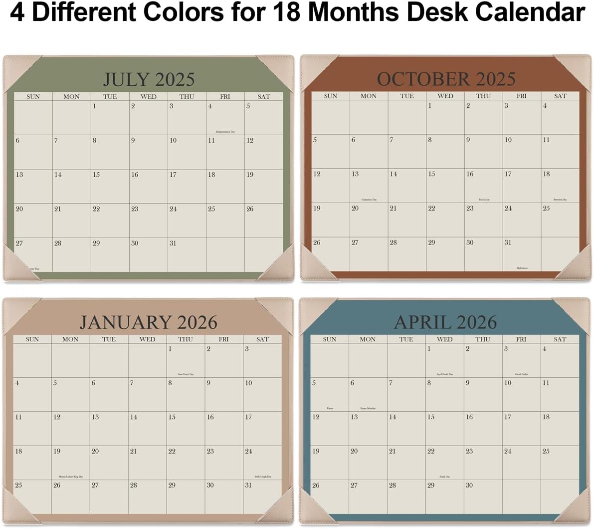 Desk Calendar 2025-2026 with Desktop Mat, 18 Month Small Desk Pad Calendar from July 2025 to December 2026, 8.5" x 11" Desk Pad Calendar 2025-2026 for Home, School Office, Beige