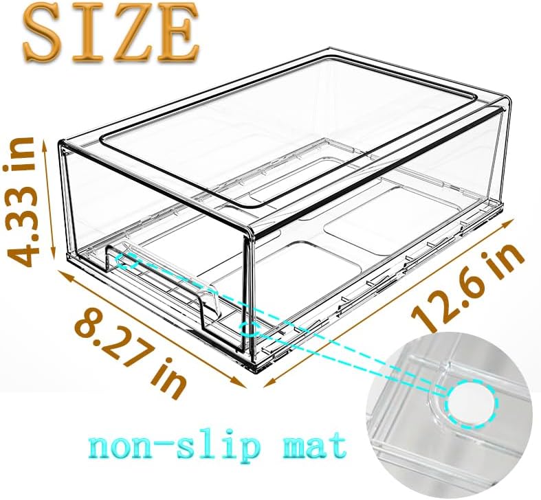 clear Drawer-Type Plastic Storage Box Bins Organizer，Family First Aid Kits Medicine cabinet Box Organizer,Closet ，Shelf，Ointments, Adhesive Bandages，Cosmetics,Office Items (clear, 4L)