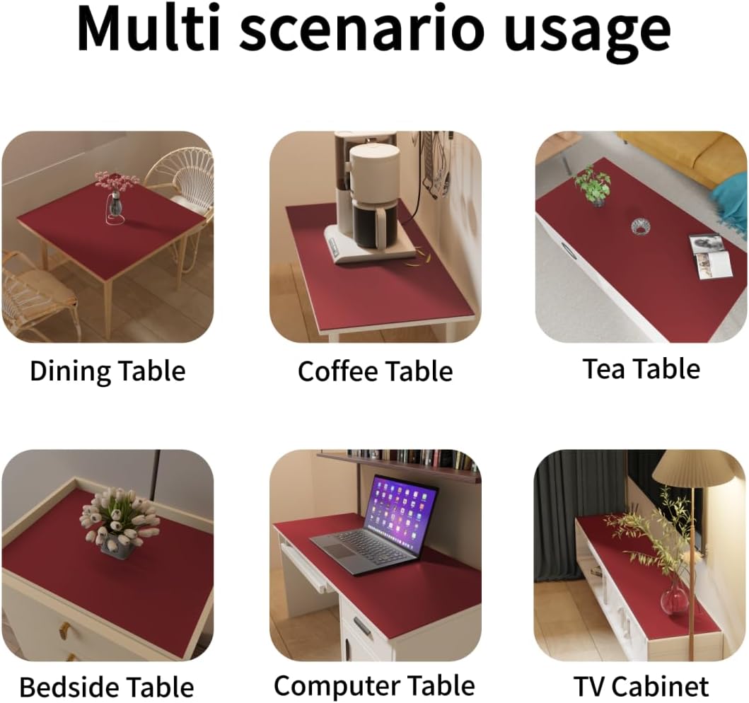 Dining Table Cover for Dining Room Table - Can Be Used On Both Sides Waterproof and Easy to Clean Good Flatness Used for Dining Table(Black+Wine Red 44x60)