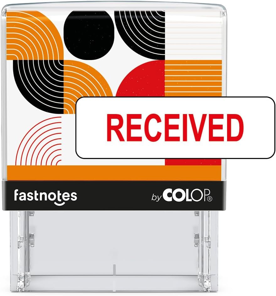 Fastnotes Received Self-Inking Rubber Stamp by COLOP - Great for Office Documents, Notary, Warehouse, Accounting Paperwork, Business, and Legal Documentation - Red Ink (Received- Red)