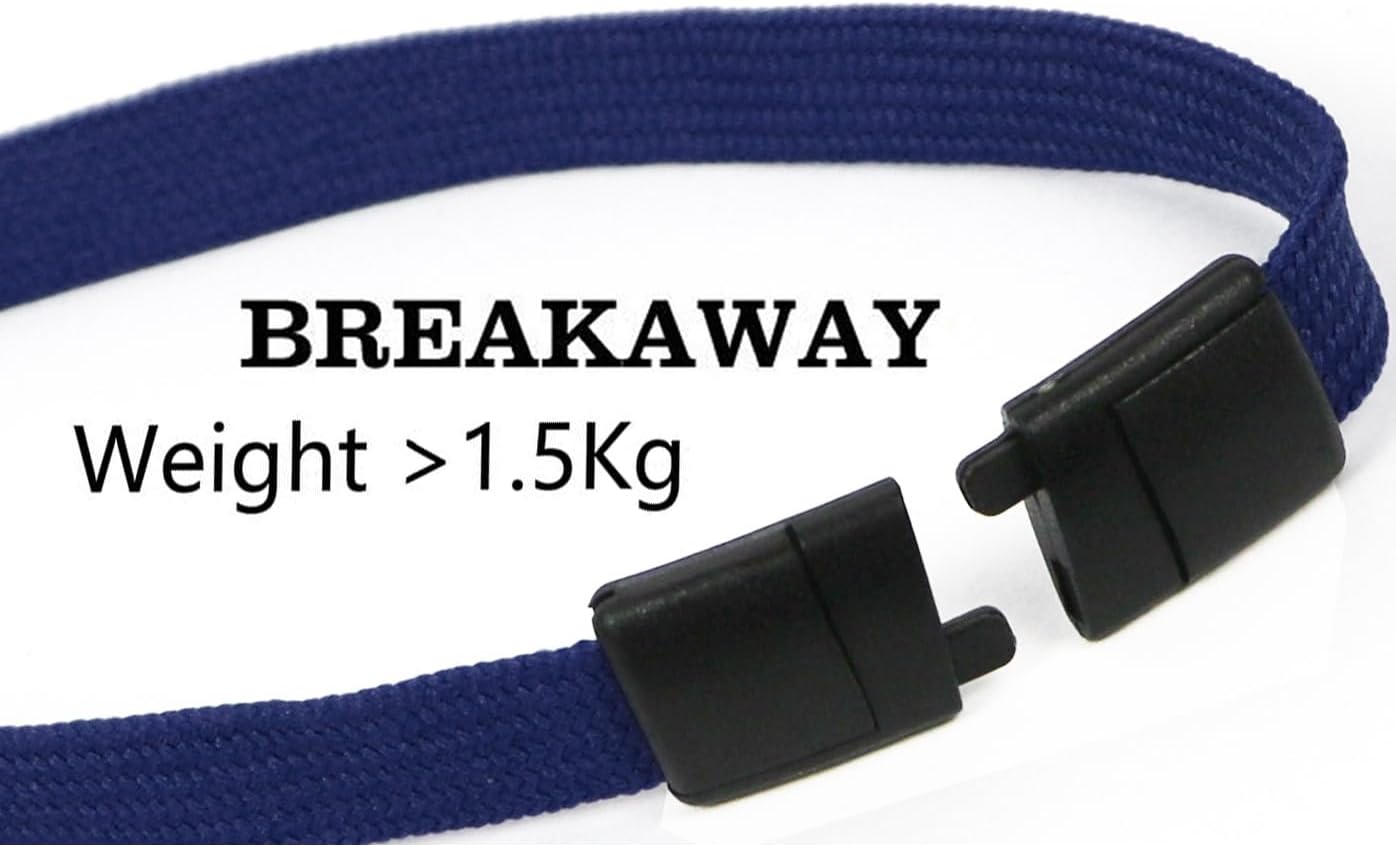 Bird Fiy Lanyards Safety Black Lanyards Neck Flat Premium Breakaway Badge Lanyard with J-Hook for ID Nametag Badge Holder (Navy Blue, 50 PCS)