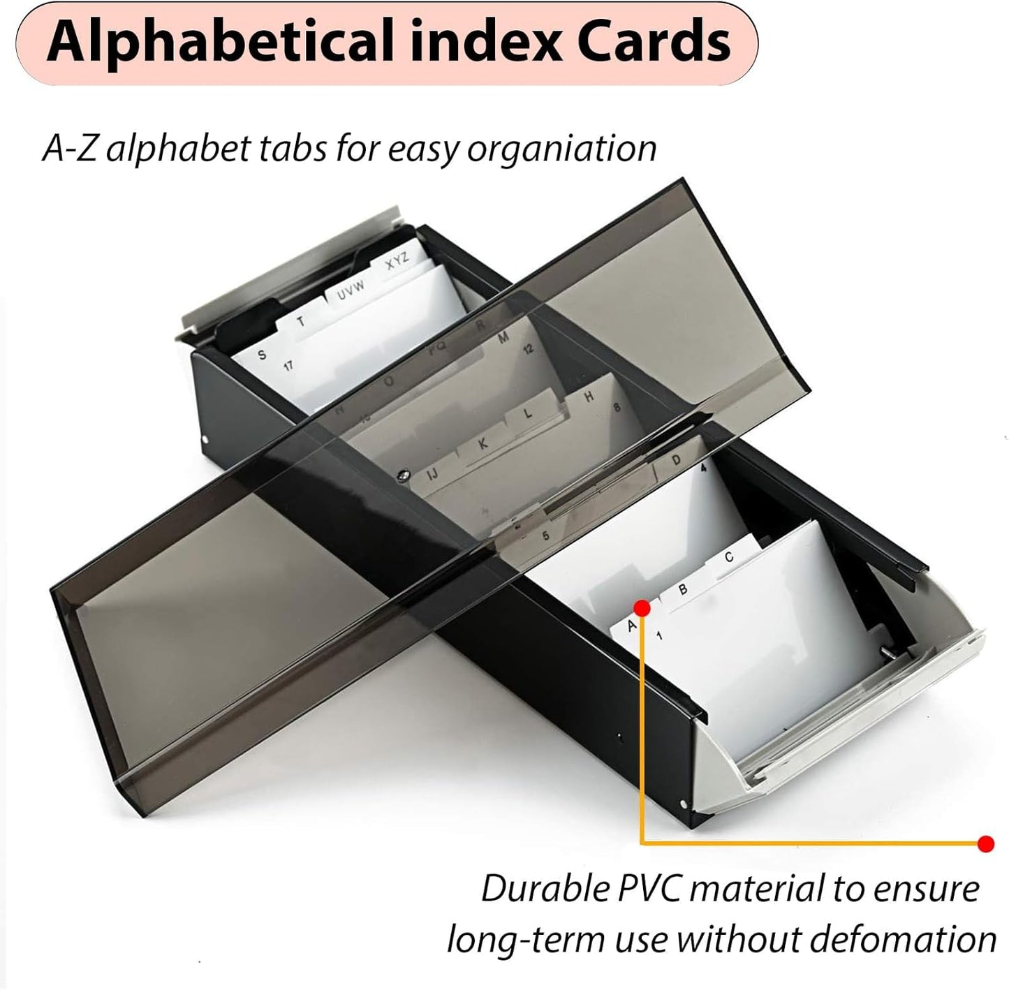 Business Card Holder for Desk, Business Card Holder Organizer, Credit Card Organizer Case File Index Card Box Storage,with A-Z Tabs, Storage up to 600 Cards (3.5” x 2.2”) (big)