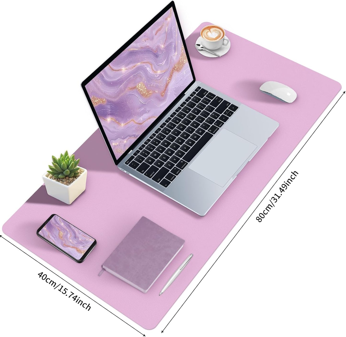 Bloss Purple Desk Mat, Desk Matt for Desktop, Large Leather Desk Pad, Desk Pad Mat Waterproof, Computer Mat for Office Work/Home/Decor (31.5 x 15.7 Inches)