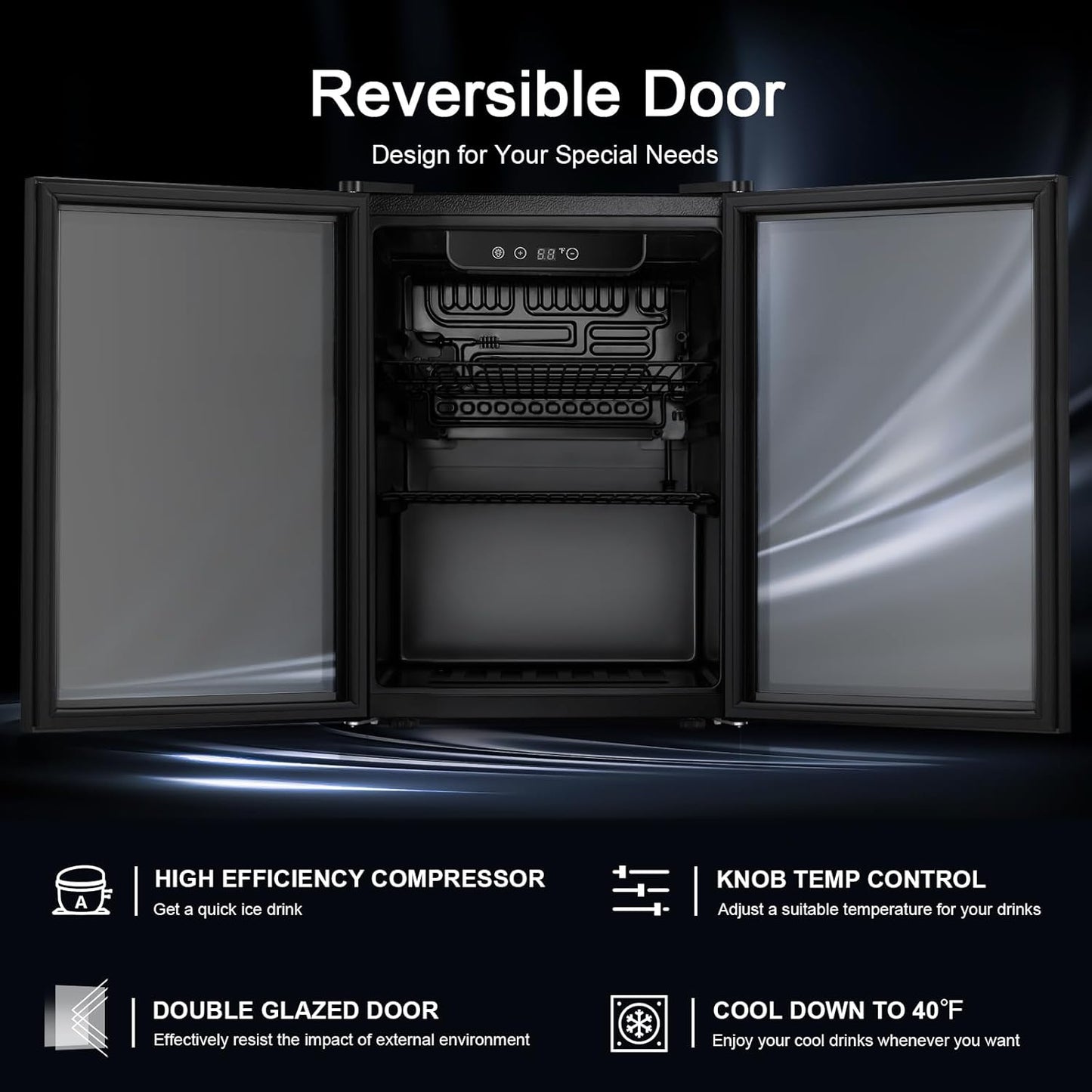 Antarctic Star Beverage Refrigerator Cooler 68 Can, Mini Fridge with Glass Door for Beer Drinks Wine,Freestanding Small Fridge with Electronic Temperature Control for Home and Bar,1.7 cu.ft